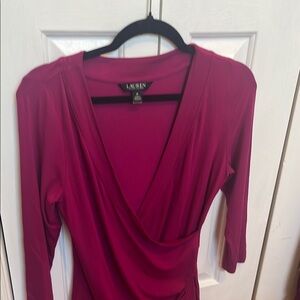 Ralph Lauren Black Label Pink Wrap Blouse